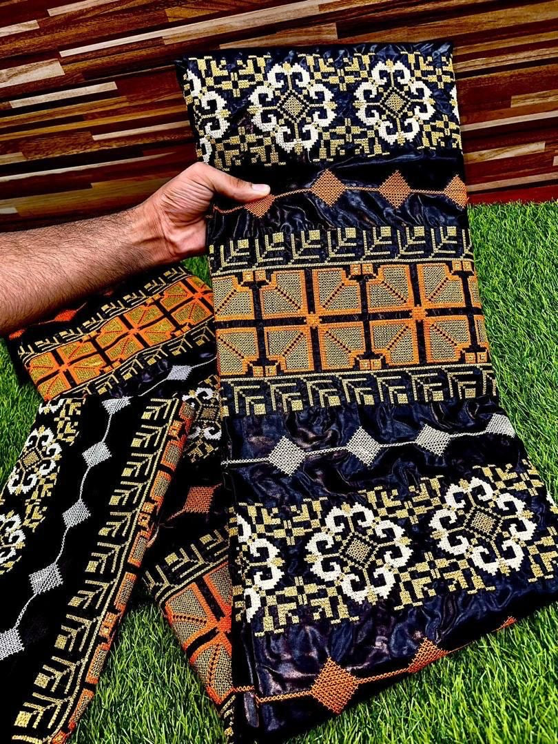 Luxurious Guinea Mali Senegal Bazin Riche Fabric | 3 Yards with Matching Scarf | Premium Embroidered Brocade 3-5 Days Shipping Limited Stock