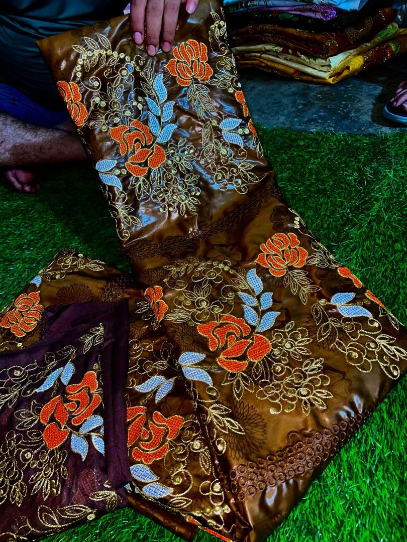 Luxurious Guinea Mali Senegal Bazin Riche Fabric | 3 Yards with Matching Scarf | Premium Embroidered Brocade 3-5 Days Shipping Limited Stock