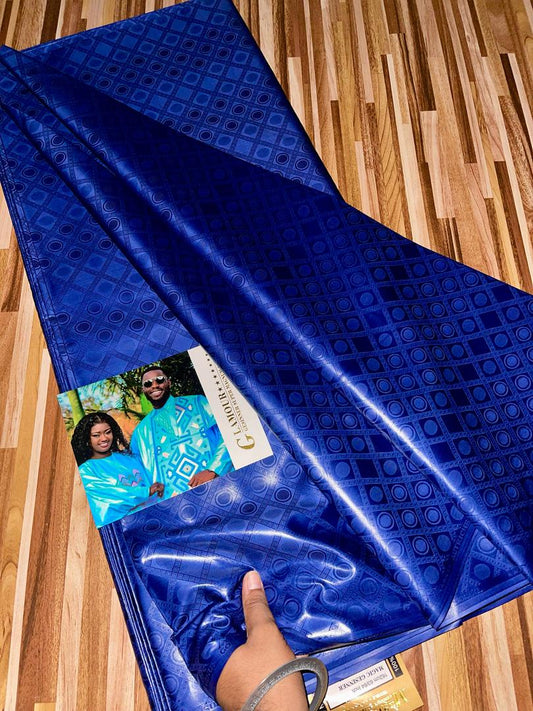 Luxury African Bazin Riche Fabric – 5 Yards - Shiny African Damask Bazin for Boubou, Agbada, Kaftan, Weddings – High-Quality African Fabric